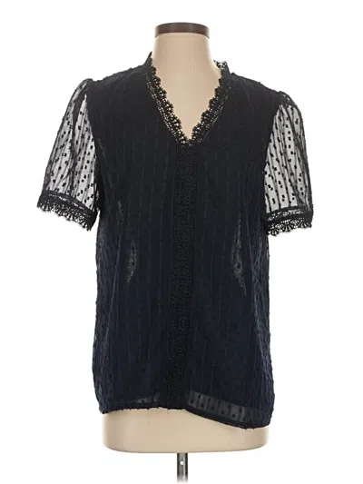 Pre-owned Unbranded Short Sleeve Blouse In Black