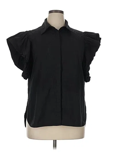 Pre-owned Unbranded Short Sleeve Blouse In Black