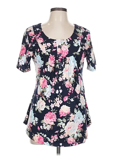 Pre-owned Unbranded Short Sleeve Blouse In Black