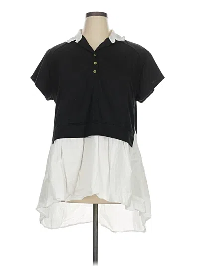 Pre-owned Unbranded Short Sleeve Blouse In Black