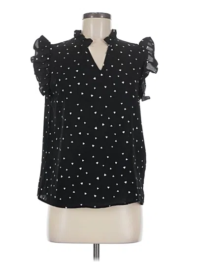 Pre-owned Unbranded Short Sleeve Blouse In Black