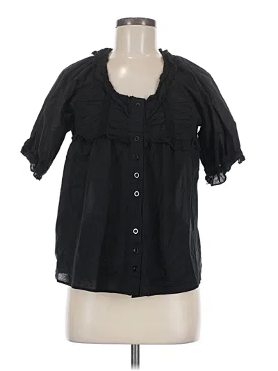Pre-owned Unbranded Short Sleeve Blouse In Black