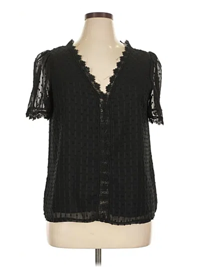 Pre-owned Unbranded Short Sleeve Blouse In Black