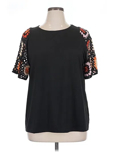 Pre-owned Unbranded Short Sleeve Blouse In Black