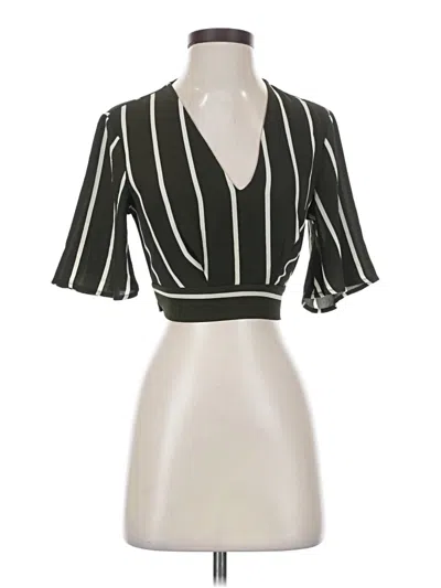 Pre-owned Unbranded Short Sleeve Blouse In Black