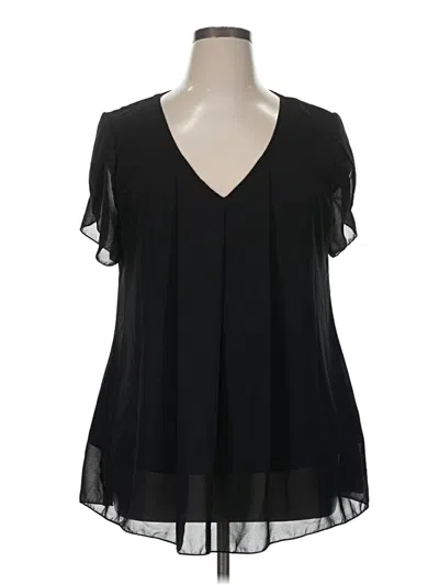 Pre-owned Unbranded Short Sleeve Blouse In Black