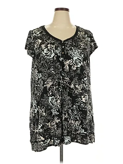 Pre-owned Unbranded Short Sleeve Blouse In Black