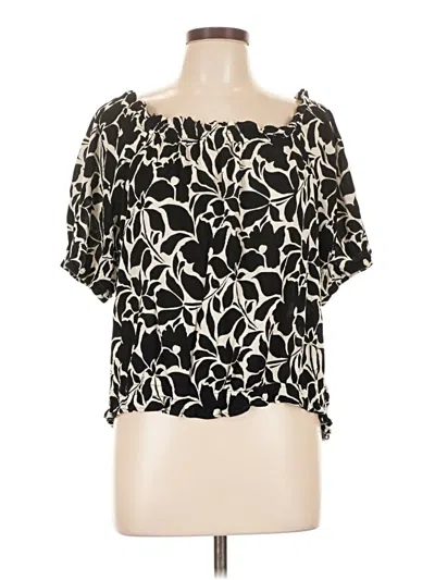Pre-owned Unbranded Short Sleeve Blouse In Black