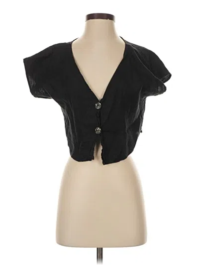 Pre-owned Unbranded Short Sleeve Blouse In Black