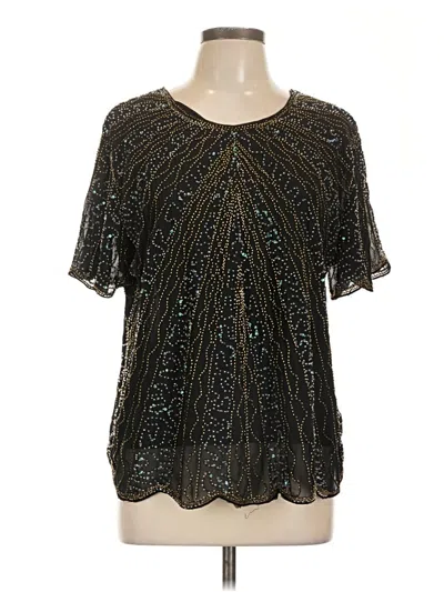 Pre-owned Unbranded Short Sleeve Blouse In Black