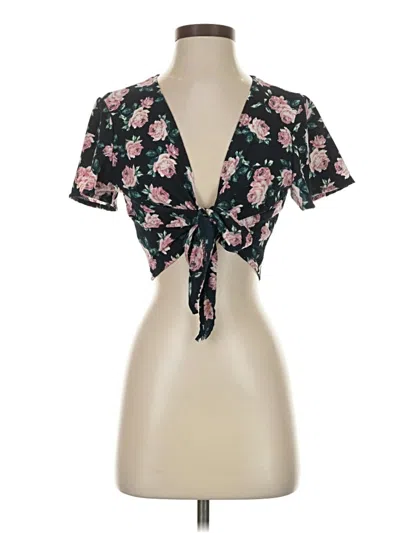 Pre-owned Unbranded Short Sleeve Blouse In Black