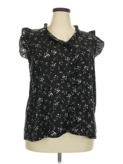 Pre-owned Unbranded Short Sleeve Blouse In Black