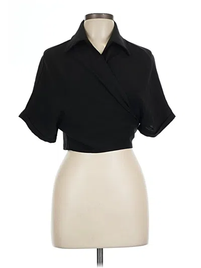 Pre-owned Unbranded Short Sleeve Blouse In Black