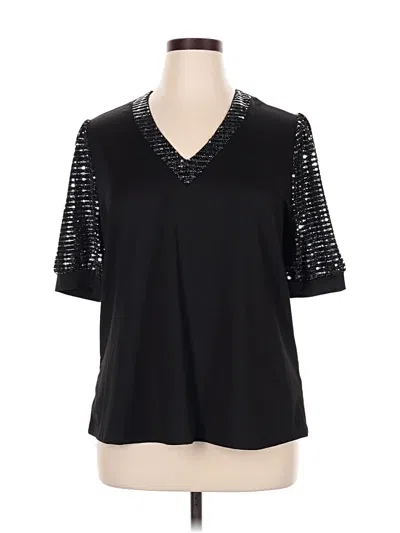 Pre-owned Unbranded Short Sleeve Blouse In Black