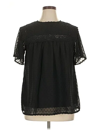 Pre-owned Unbranded Short Sleeve Blouse In Black