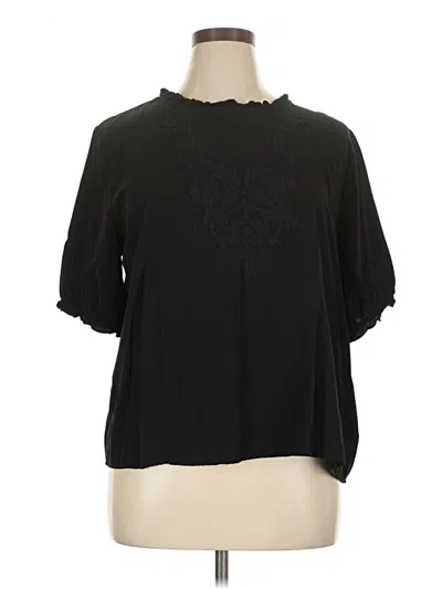 Pre-owned Unbranded Short Sleeve Blouse In Black