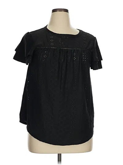 Pre-owned Unbranded Short Sleeve Blouse In Black