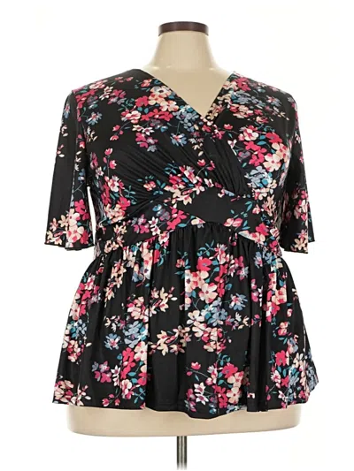 Pre-owned Unbranded Short Sleeve Blouse In Black