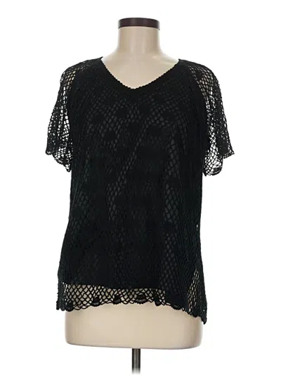 Pre-owned Unbranded Short Sleeve Blouse In Black
