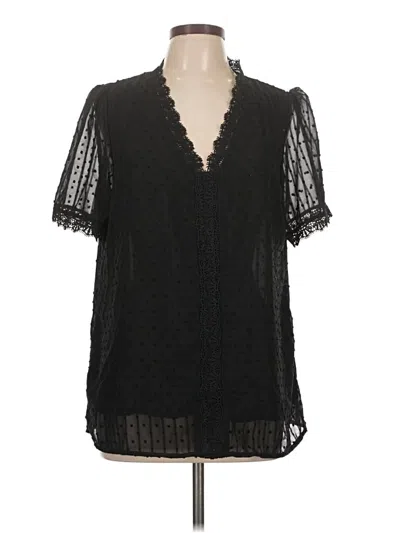 Pre-owned Unbranded Short Sleeve Blouse In Black