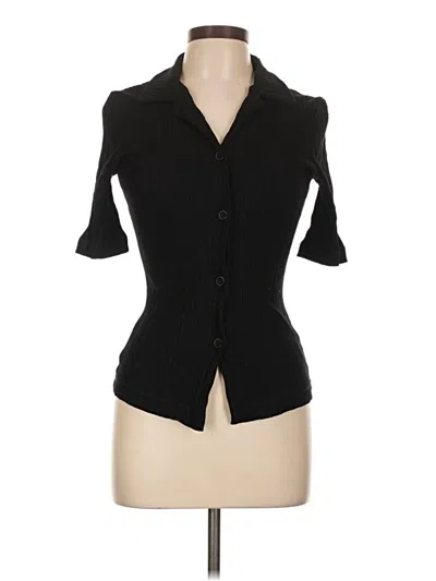Pre-owned Unbranded Short Sleeve Blouse In Black