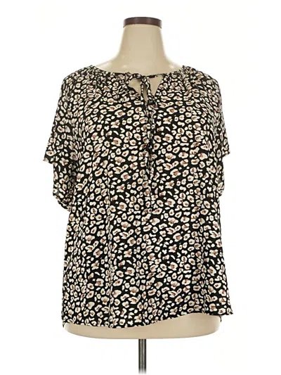 Pre-owned Unbranded Short Sleeve Blouse In Black