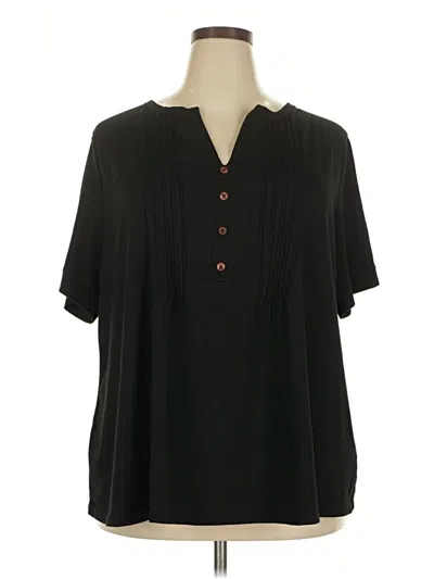 Pre-owned Unbranded Short Sleeve Blouse In Black