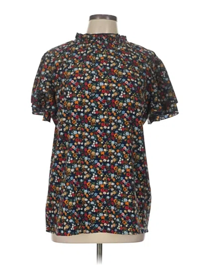 Pre-owned Unbranded Short Sleeve Blouse In Black
