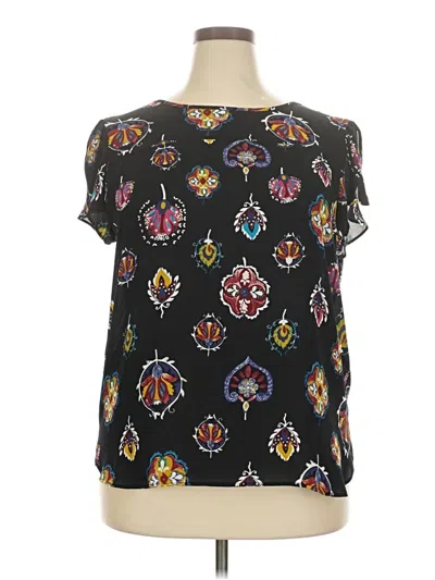 Pre-owned Unbranded Short Sleeve Blouse In Black