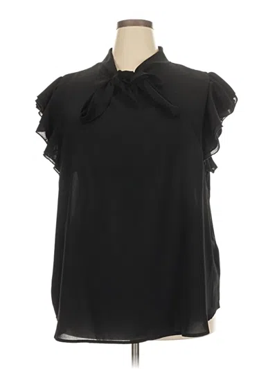 Pre-owned Unbranded Short Sleeve Blouse In Black