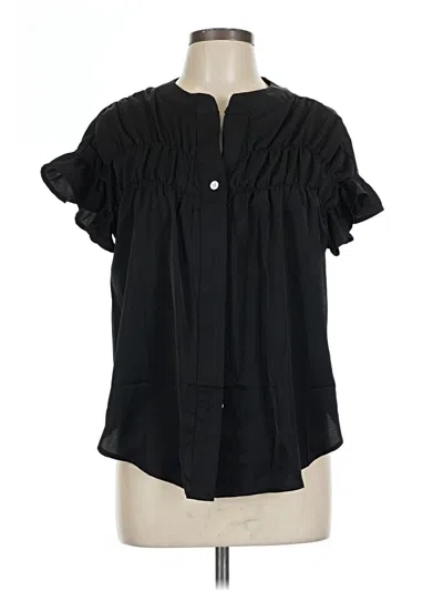 Pre-owned Unbranded Short Sleeve Blouse In Black