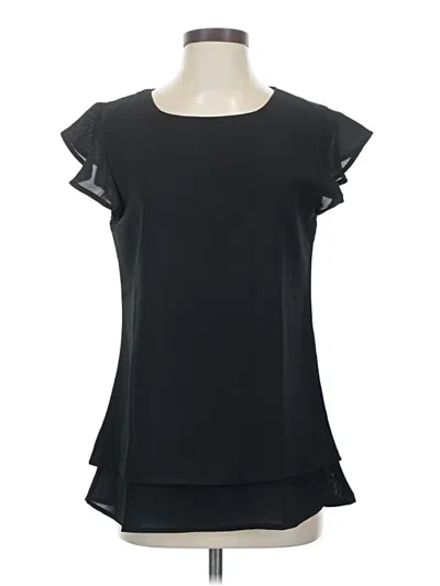 Pre-owned Unbranded Short Sleeve Blouse In Black