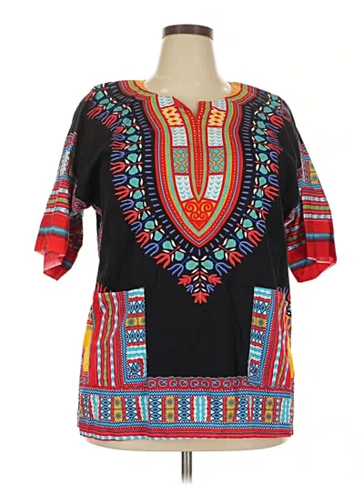 Pre-owned Unbranded Short Sleeve Blouse In Black