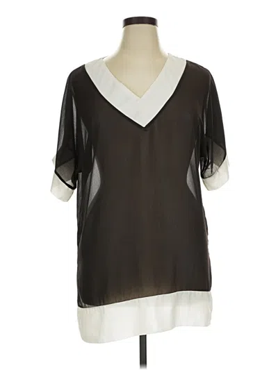 Pre-owned Unbranded Short Sleeve Blouse In Black