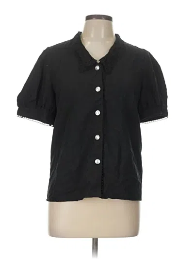 Pre-owned Unbranded Short Sleeve Blouse In Black