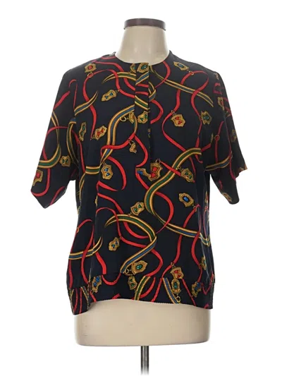 Pre-owned Unbranded Short Sleeve Blouse In Black