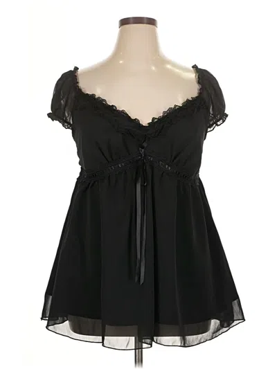 Pre-owned Unbranded Short Sleeve Blouse In Black
