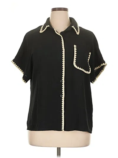 Pre-owned Unbranded Short Sleeve Blouse In Black