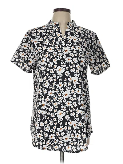 Pre-owned Unbranded Short Sleeve Blouse In Black