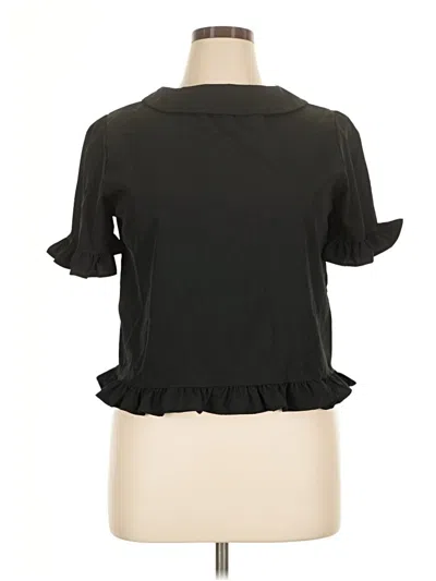 Pre-owned Unbranded Short Sleeve Blouse In Black