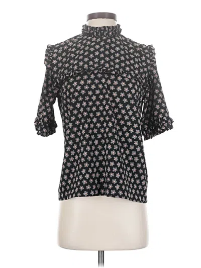 Pre-owned Unbranded Short Sleeve Blouse In Black
