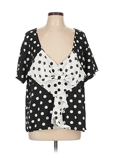 Pre-owned Unbranded Short Sleeve Blouse In Black