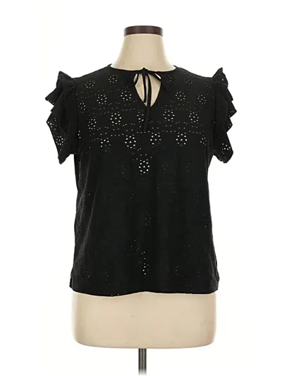 Pre-owned Unbranded Short Sleeve Blouse In Black