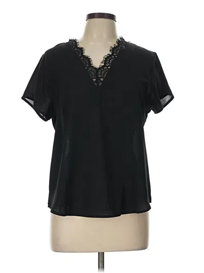 Pre-owned Unbranded Short Sleeve Blouse In Black