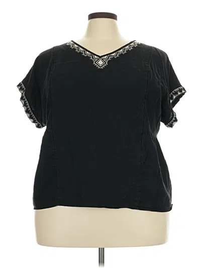 Pre-owned Unbranded Short Sleeve Blouse In Black