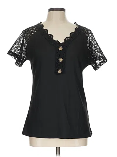 Pre-owned Unbranded Short Sleeve Blouse In Black