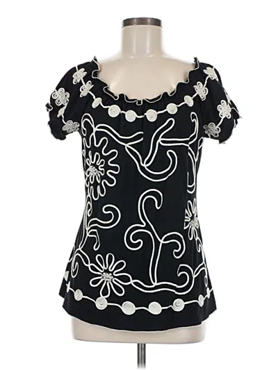 Pre-owned Unbranded Short Sleeve Blouse In Black