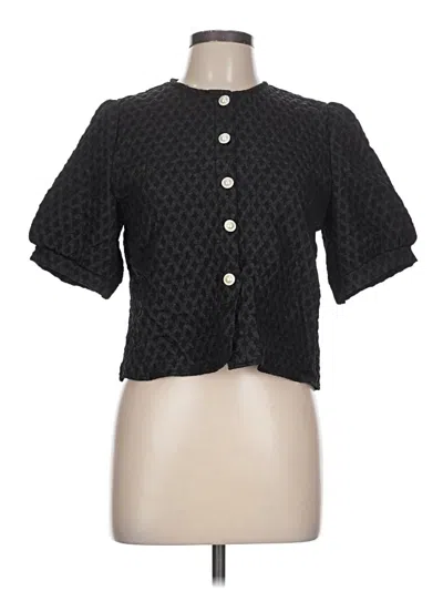 Pre-owned Unbranded Short Sleeve Blouse In Black