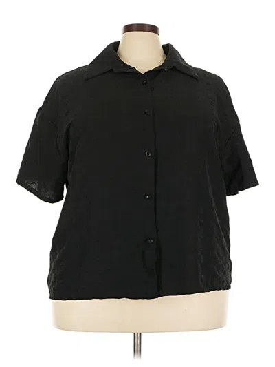 Pre-owned Unbranded Short Sleeve Blouse In Black