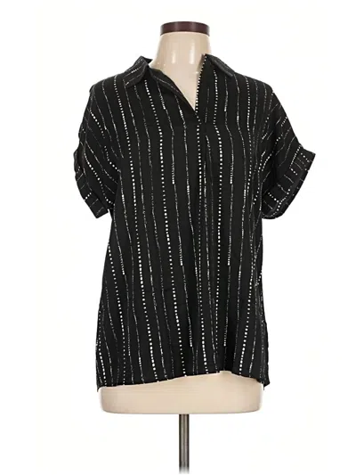 Pre-owned Unbranded Short Sleeve Blouse In Black
